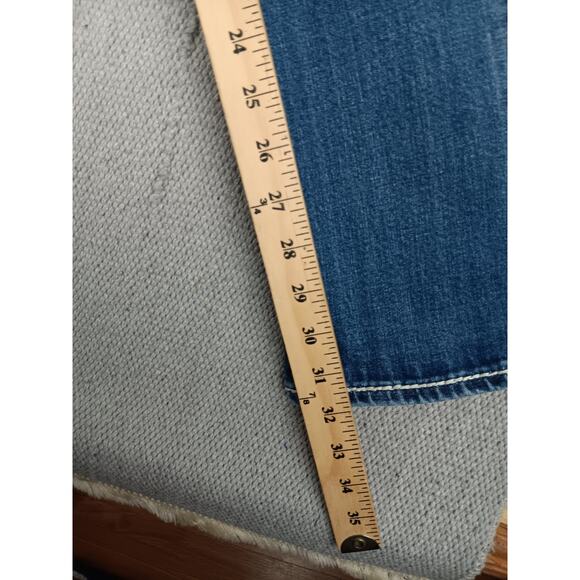 Vigoss Chelsea Boot Cut Jeans Women 27X32 Blue Fade Whiskered Jeweled Stretch - Picture 11 of 12